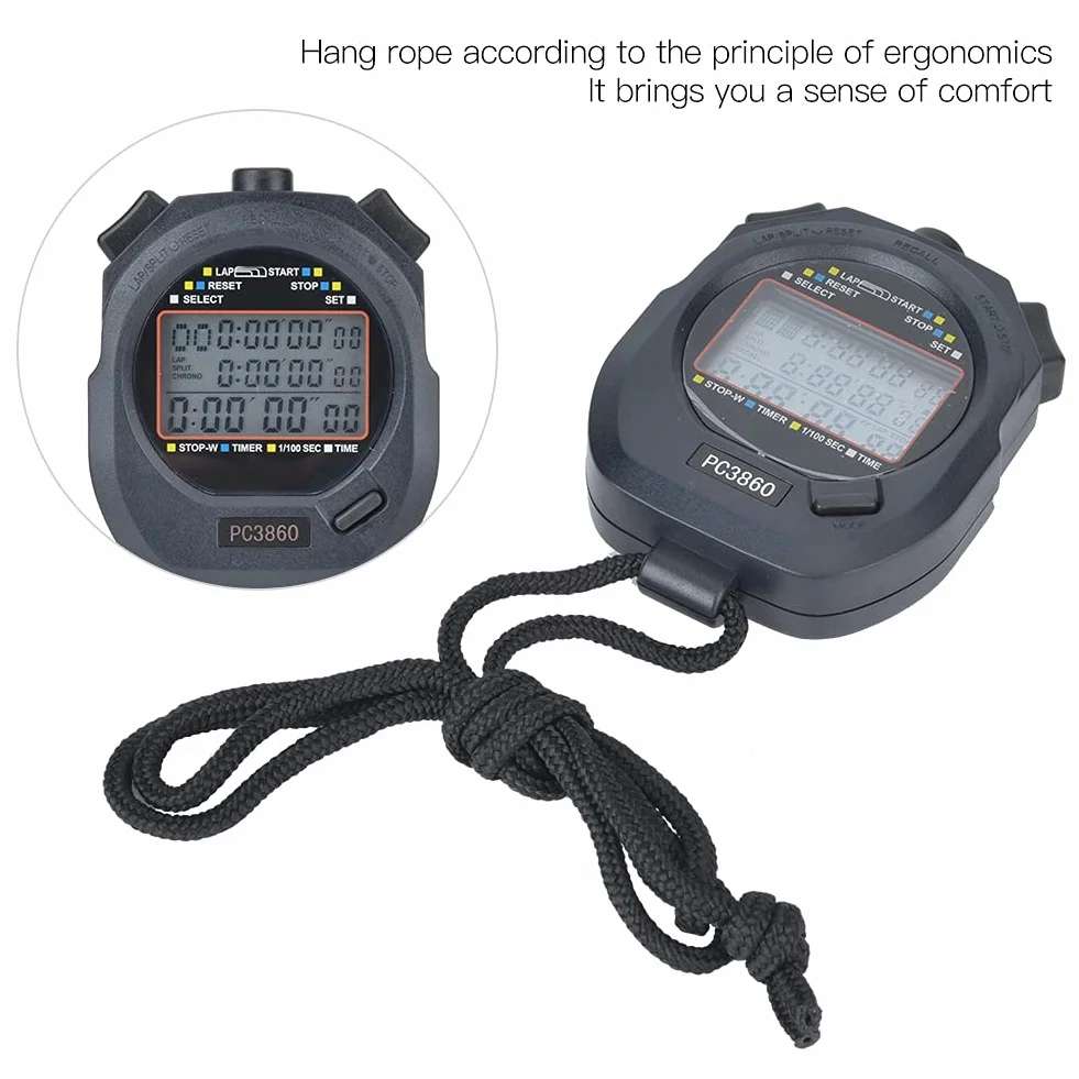 POENVFPO 3860 Cronometro Elettronico, Cronometro Sportivo Digitale Timer Orologio Impermeabile per Allenatori Nuoto Corsa Allenamento Sportivo