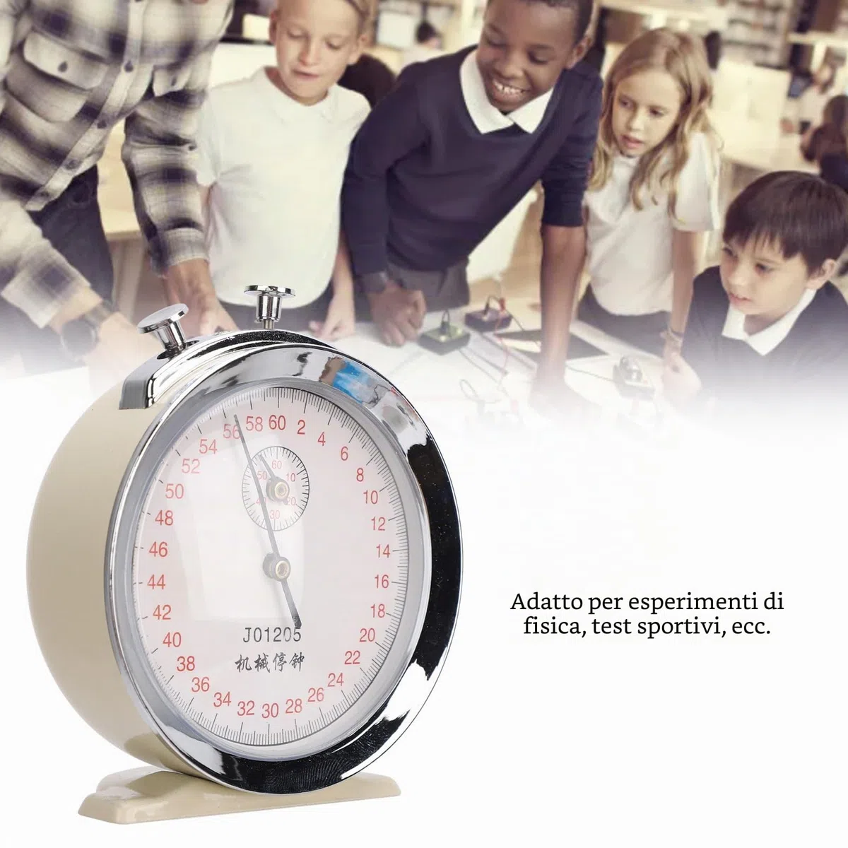 Cronometro Meccanico 60 Secondi, Display con Quadrante Ampio, Ripristino della Pausa Iniziale, Materiali Plastici Metallici con Design Compatto per L'esecuzione di Esperimenti
