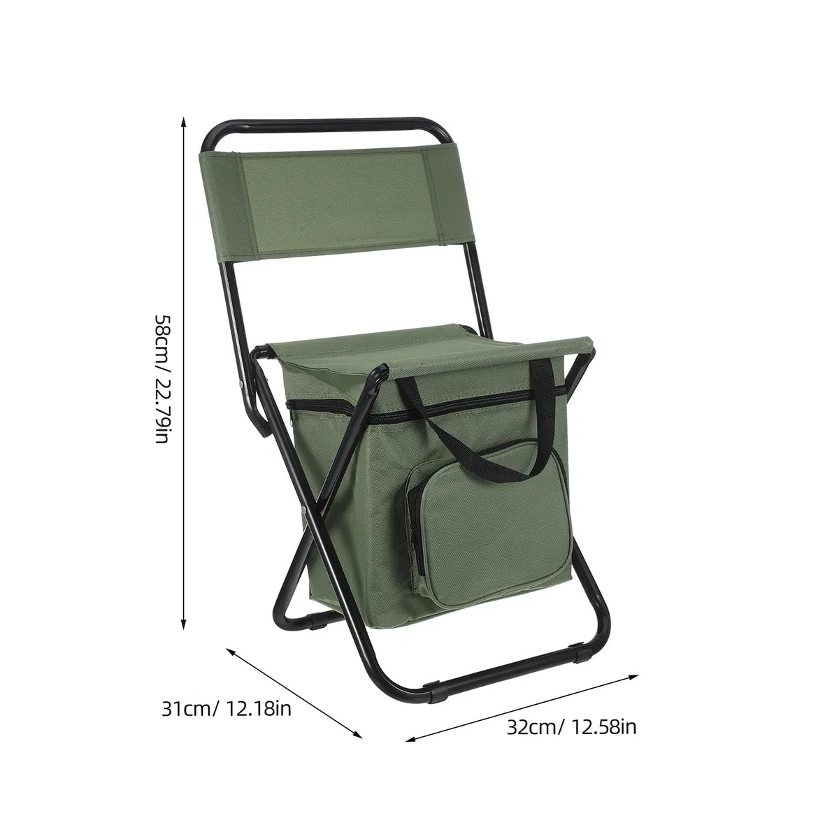 Sedia Portatile da Escursionismo Pieghevole con Schienale e Borsa Termica Integrata Sgabello Leggero da Pesca per Campeggio Picnic e Attività All’Aperto Trasporto Compatto e