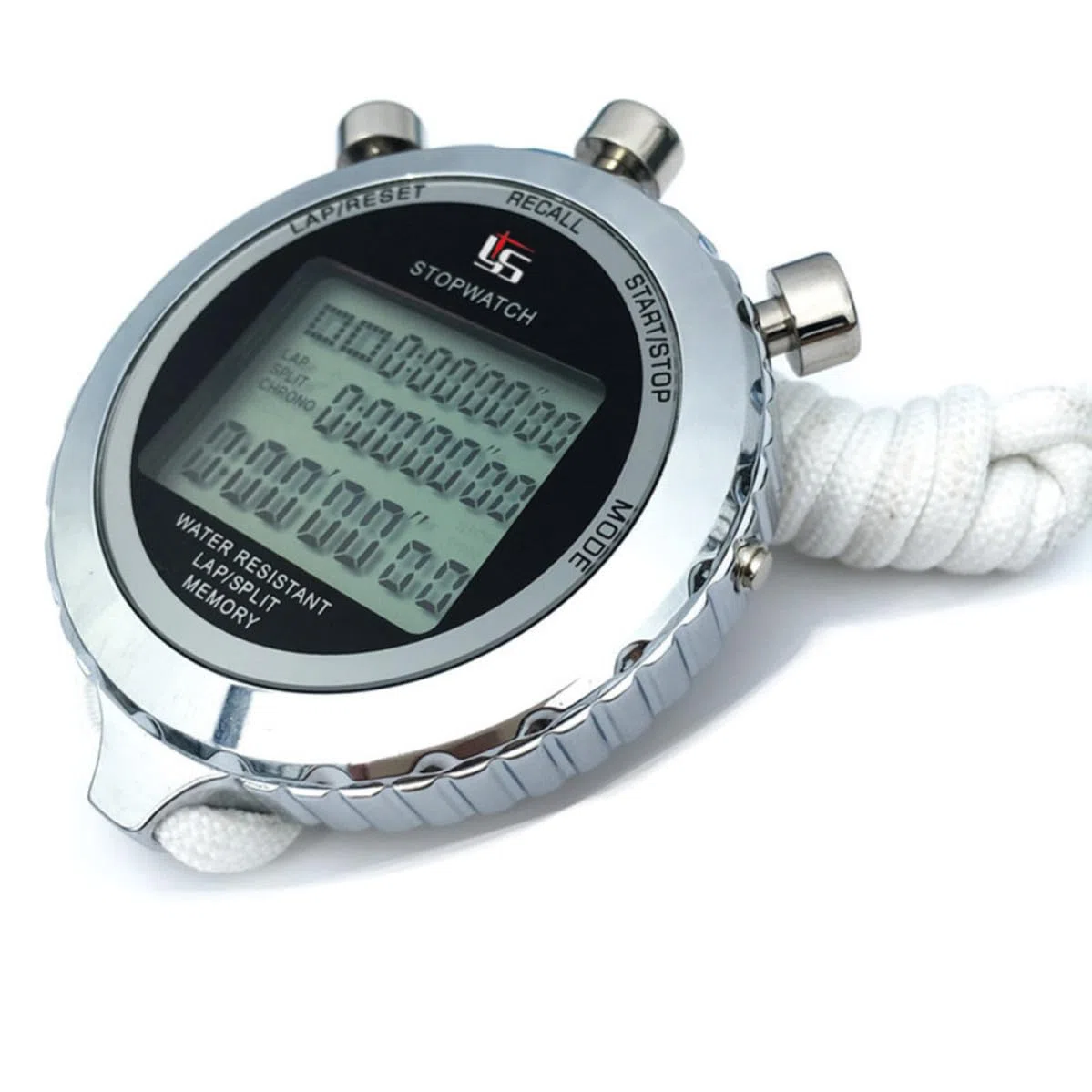 Cronometro Digitale Elettronico Manuale in Acciaio Inox 3 File | 120 , Mostra Data Mese Anno e Giorno, Funzione Chronograph per Allenamento