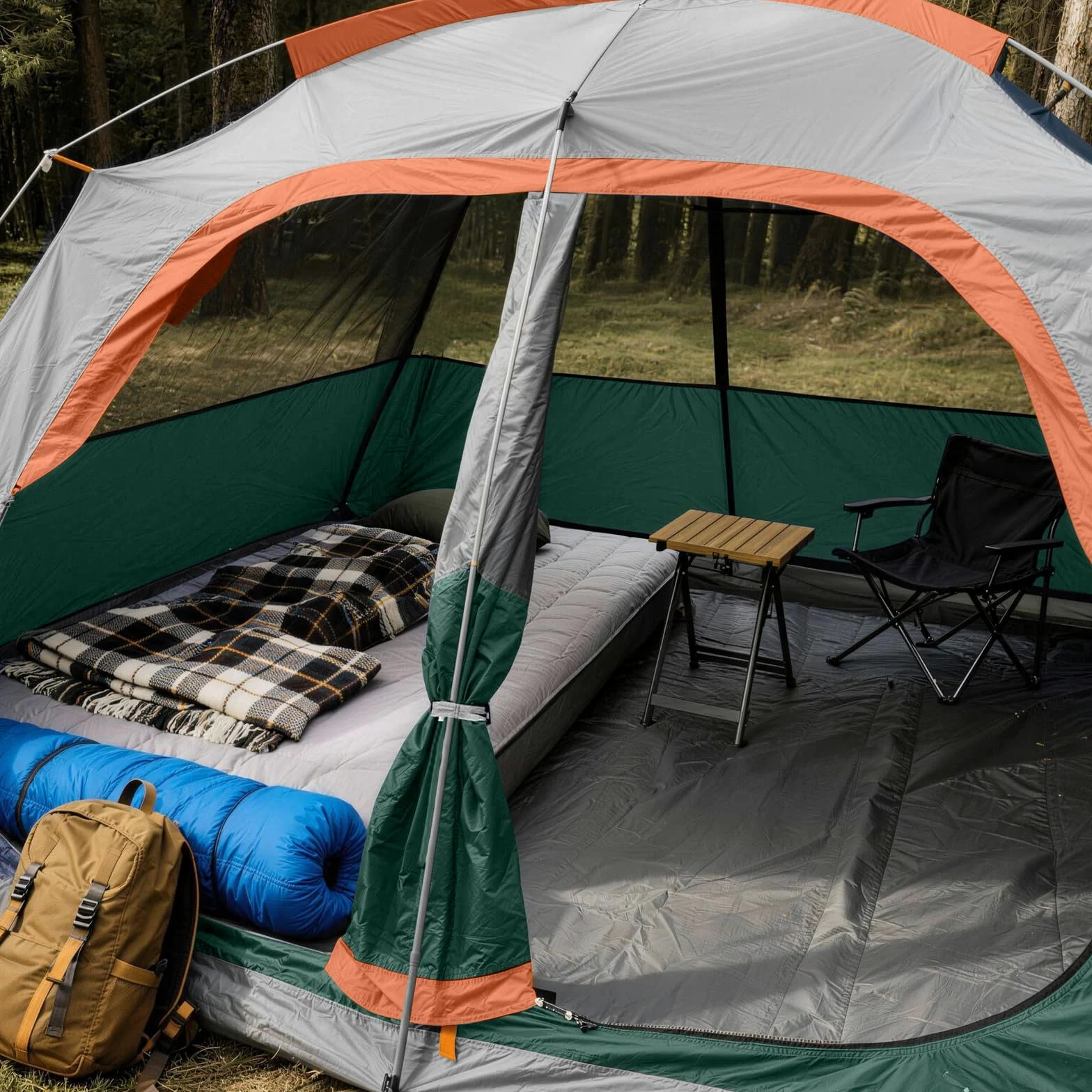 CAMPROS CP Tenda da campeggio per 6/8 persone, impermeabile, antivento, tenda a cupola per famiglie con copertura superiore antipioggia, grandi finestre a rete, doppio strato, facile da montare