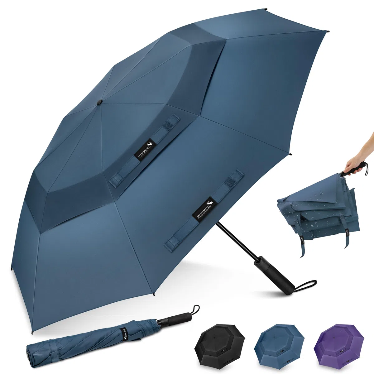 ZOMAKE 54/62 Pollici Extra Large Compatto Ombrello Da Golf,Resistente Al Vento Ombrello Pieghevole Portatile Per I Viaggi,Ombrelli Uomini Donne Doppia Calotta Ventilato