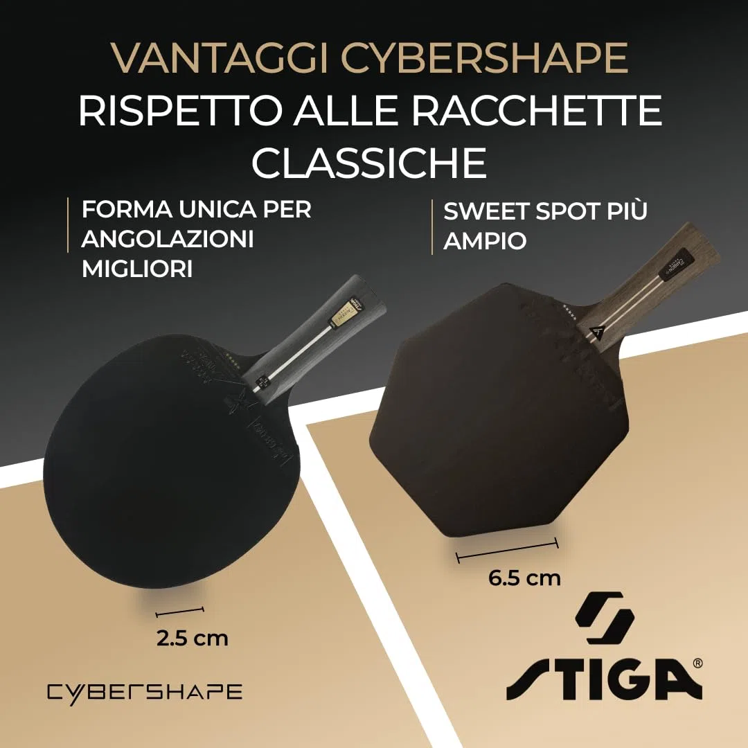 STIGA Racchetta da Tennis Tavolo Cybershape Pro Carbon+, Racchetta da Ping-pong a 5 Stelle, con Forma Esagonale per Giocatori Professionisti dallo Stile Offensivo