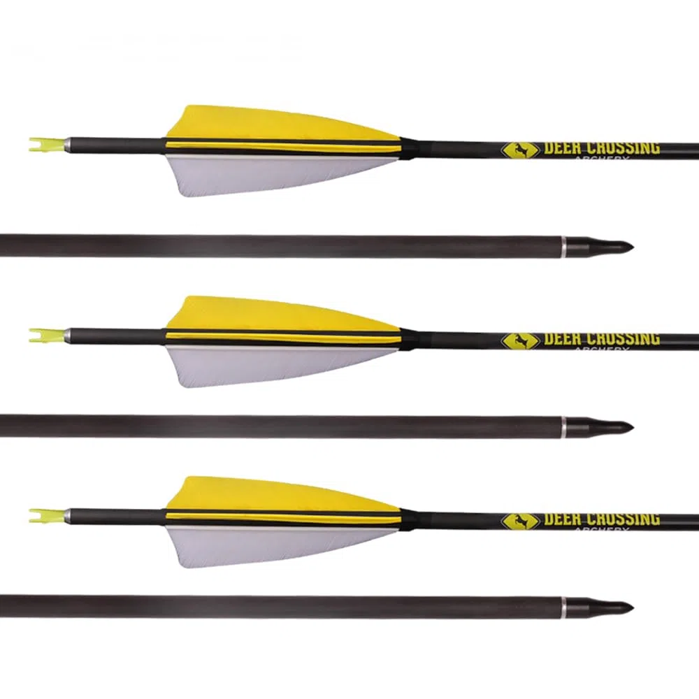 12 Pezzi ID 6,2 mm Frecce da Caccia, Spine 300 350 400 500 600 700 800 Freccia di Tiro con L'Arco, 4 Pollici Piuma di Tacchino Freccia in Puro-Carbonio