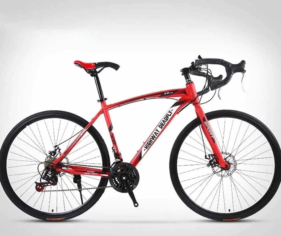 Bicicletta da Strada da 26 Pollici, Bici da 24 Velocità, Freno a Doppio Disco, Telaio in Acciaio ad Alto Tenore Di Carbonio, Corsa in Bicicletta su Strada,Red/Rosso