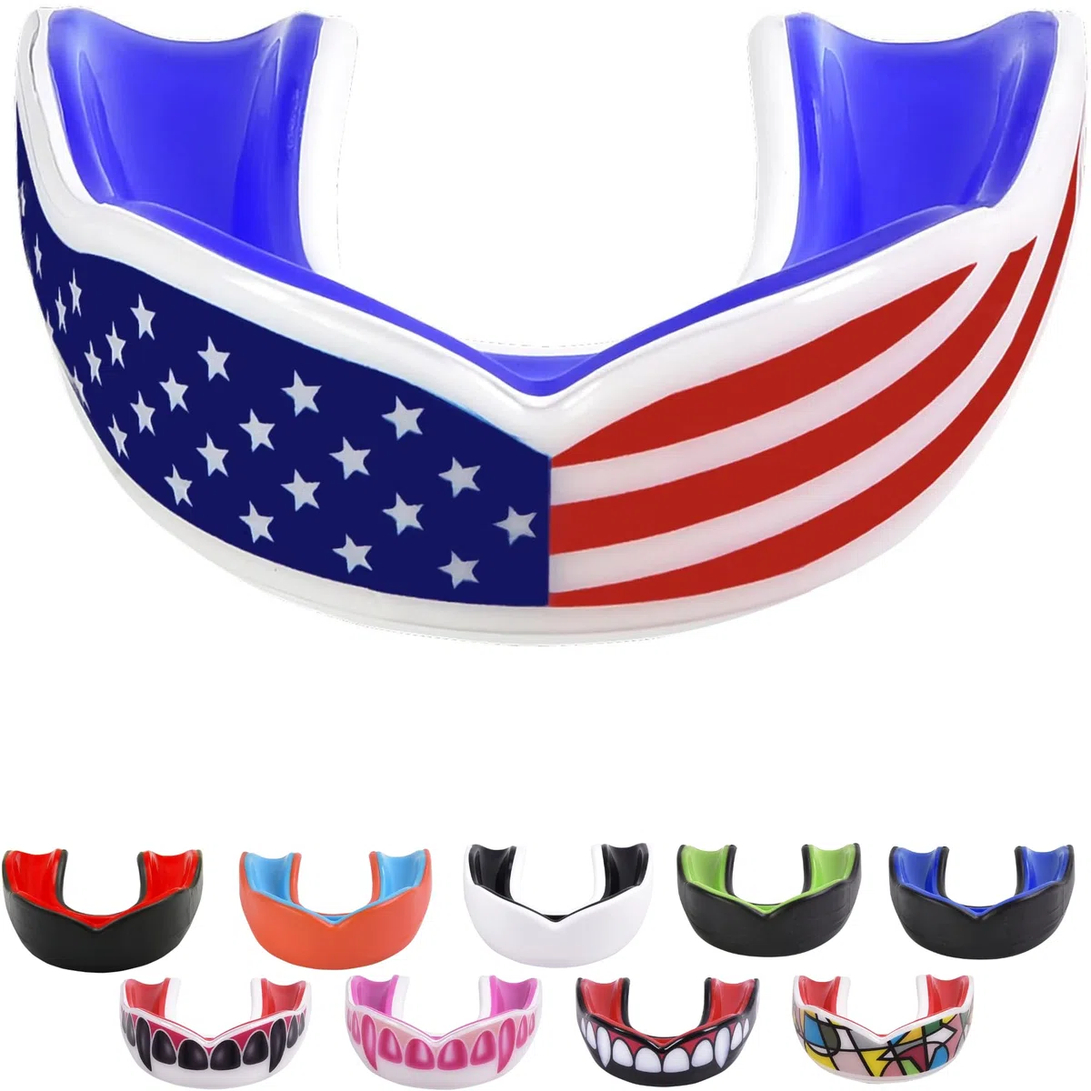 Oral Mart USA Flag paradenti per adulti - sport bandiera americana gioventù boccaglio per bandiera calcio, (età 12 & Up) Americano