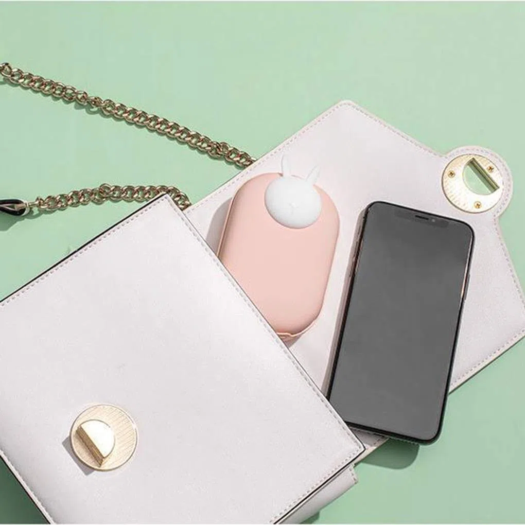 Scaldamani Ricaricabile USB, scaldamani Elettrico a Doppia Faccia, Power Bank Portatile, Regalo Invernale per Sport Indoor e Outdoor Power Bank, Rosa
