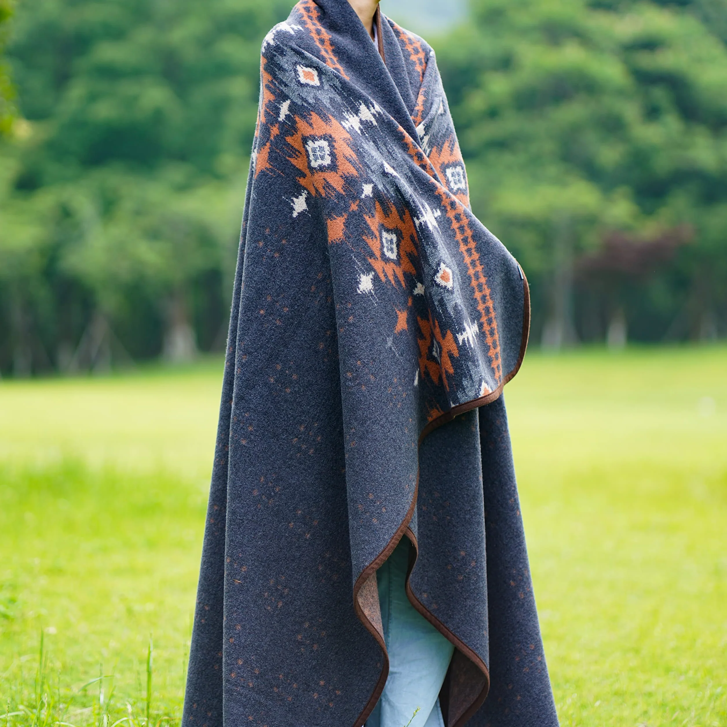 ACUSHLA Coperta da campeggio in lana merino, calda, spessa, lavabile, grande, 87 x 63 cm, ideale per campeggio all'aperto, tutte le stagioni, adatta a Myers, grigio