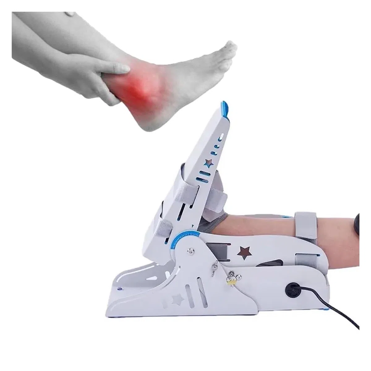 Macchina elettrica for la riabilitazione della caviglia, con telecomando, corpo in metallo, posizione seduta regolabile e risparmio di tempo, for disabili