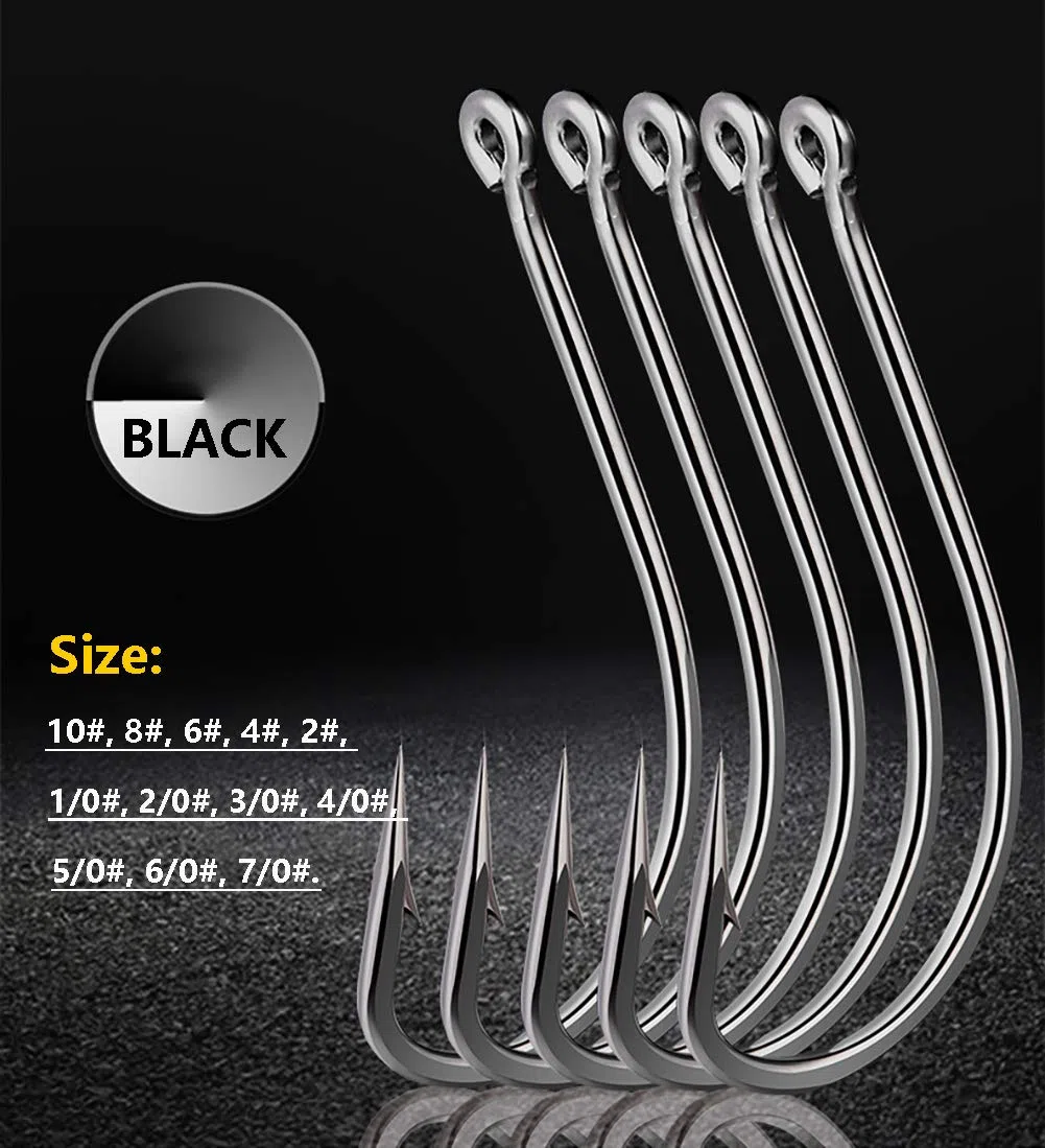 Dyxssm 150 pz/lotto Forgiato Lungo Gambo Ami Da Pesca In Acciaio Inox Gancio Da Pesca per Acqua Dolce Salata, Cerchio Octopus Ami Da Pesca