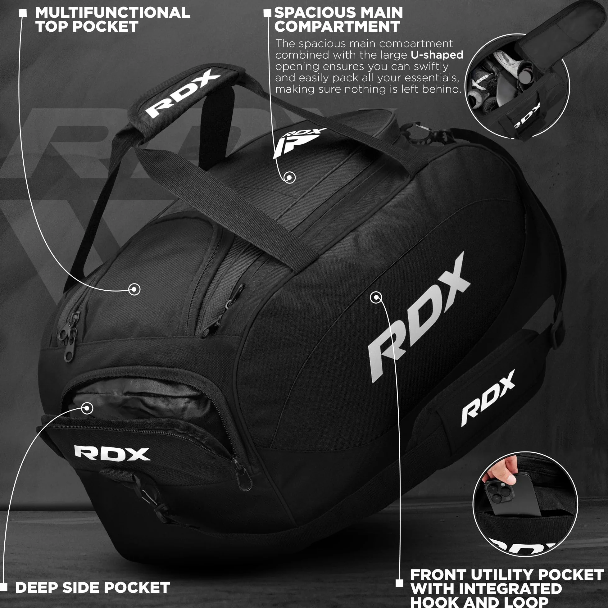 RDX Borsone Palestra Borsa Gym Borsello Sport Fitness Boxe Sportiva Arti Marziali Bag Allenamento