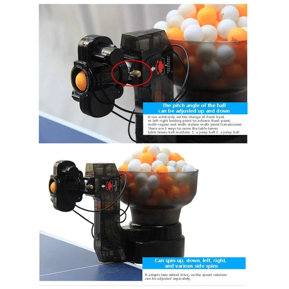 Ping-Pong Robot Giri Automatico Ping-Pong Ball Machine, Robot Automatico da Ping Pong Ping Pong Robot per Allenamento Robot da Tavolo da Ping Pong, 49x27x31cm
