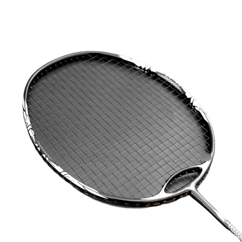 Badminton Set Racchette da Badminton Professionali Offensive in Fibra di Carbonio ad Alta Tensione 35 libbre con Corda(Noir)