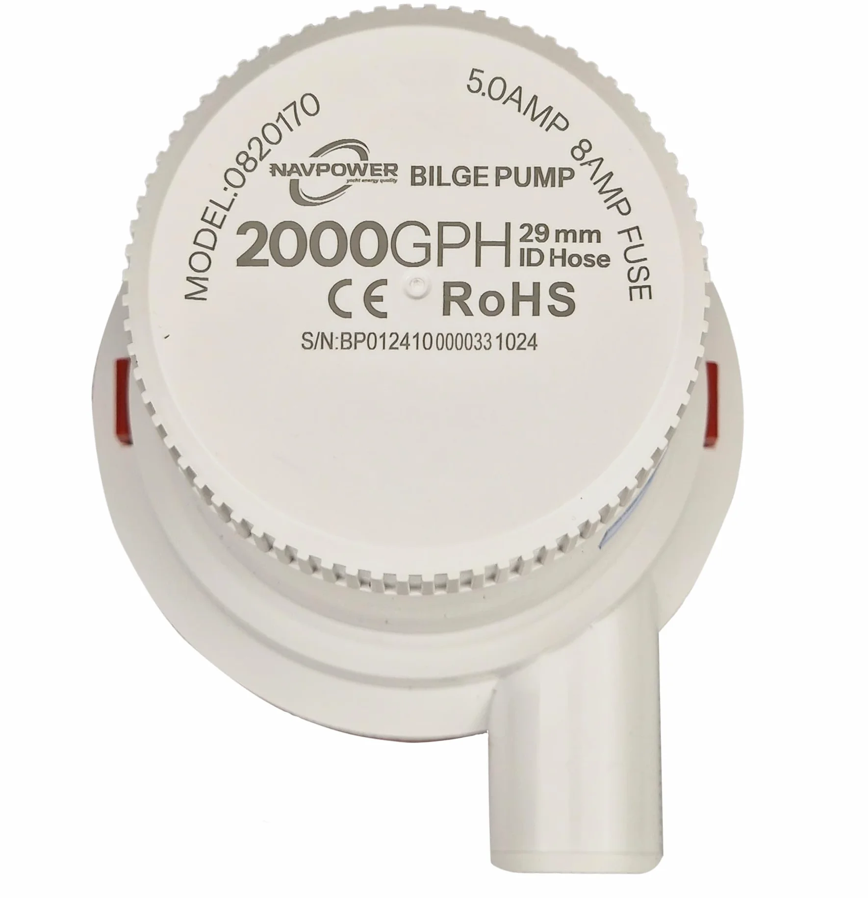 NAVPOWER Pompa di Sentina 12V | 1500 GPH / 2000 GPH – Alta Portata, Resistente e Compatta per Imbarcazioni, Yacht e Gommoni (2000 GPH)