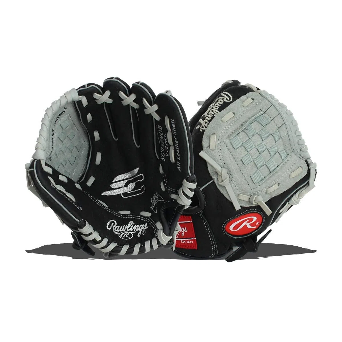 Rawlings Sc950bgb-6/0 9 1/2 Bsk/CV, Guanto da Baseball Ragazzi, Nero/Grigio, 24 cm