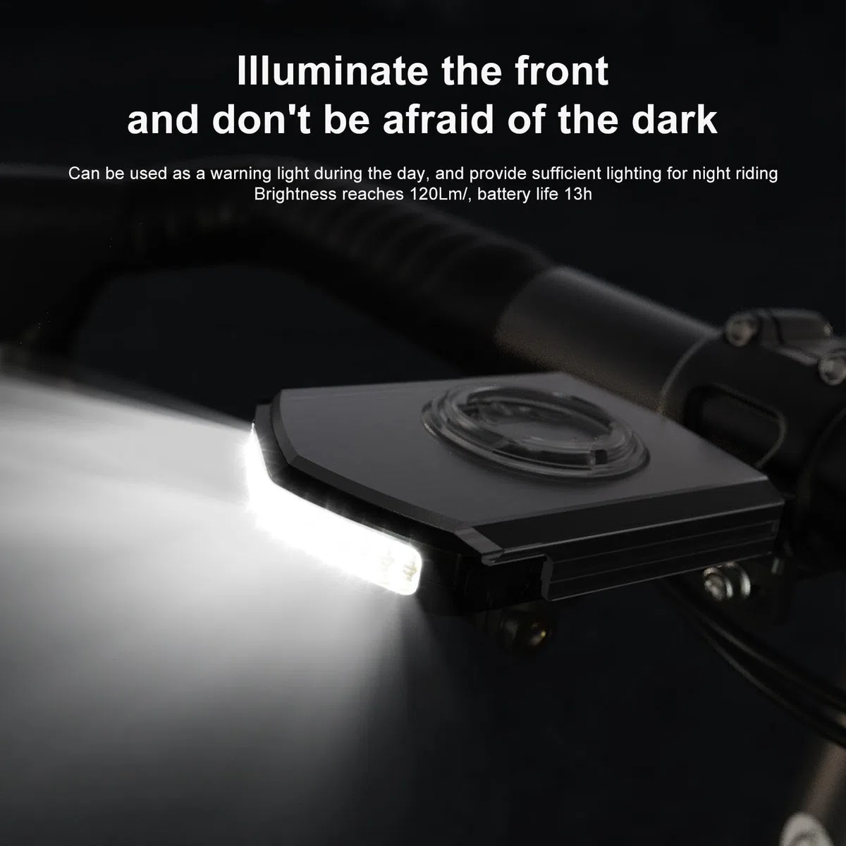 Faro notturno per ciclismo, Lampada impermeabile IPX6, Alta luminosità con | supporto tachimetro, Dispositivo ricaricabile con modalità di avvertimento, Accessorio per bici da 6,1 x 9,5 x 1,9 cm