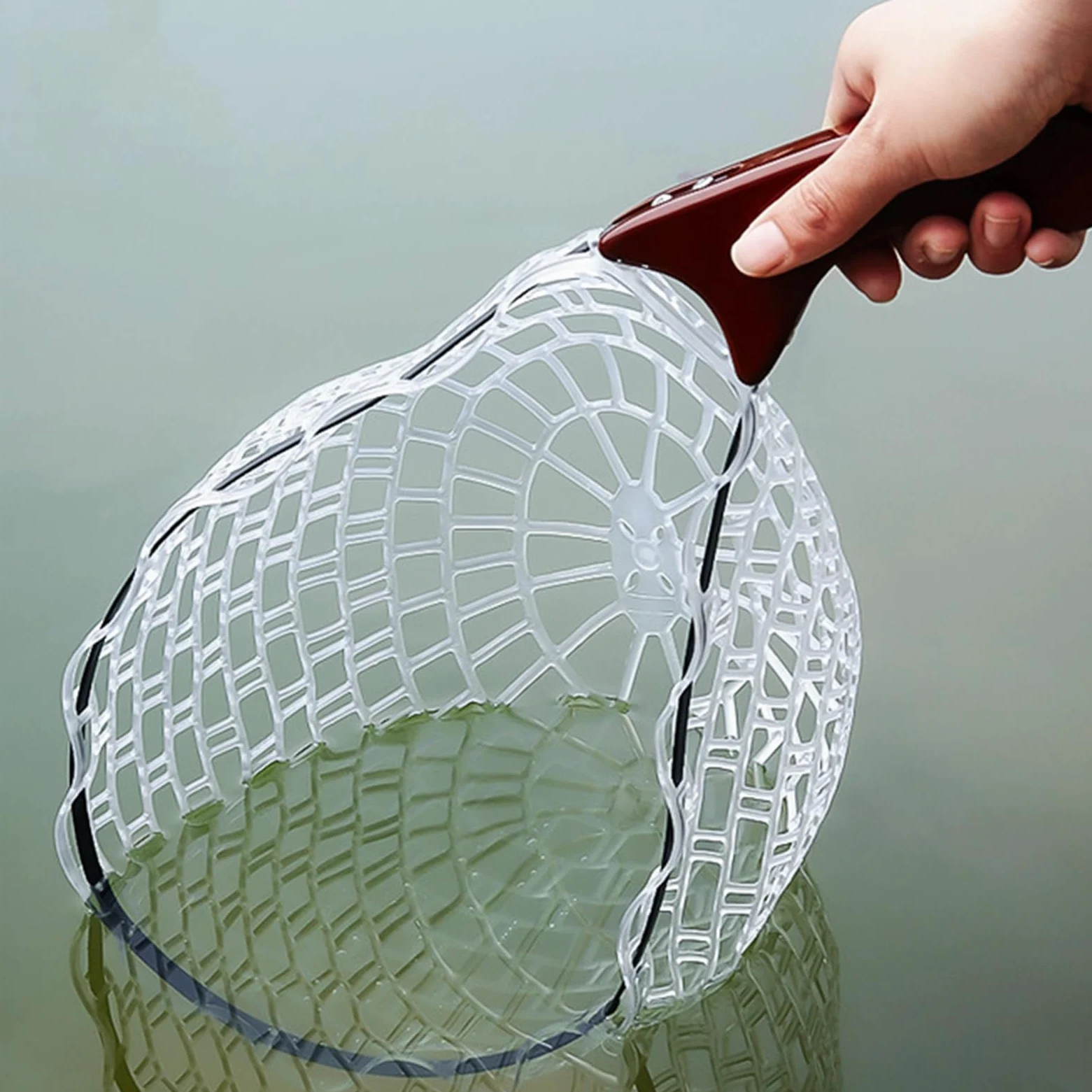 Rete da pesca pieghevole con manico per laghetto | Design portatile Live Caught Organizer Mesh per pesce gatto Fly piscine stagni spiaggia basso
