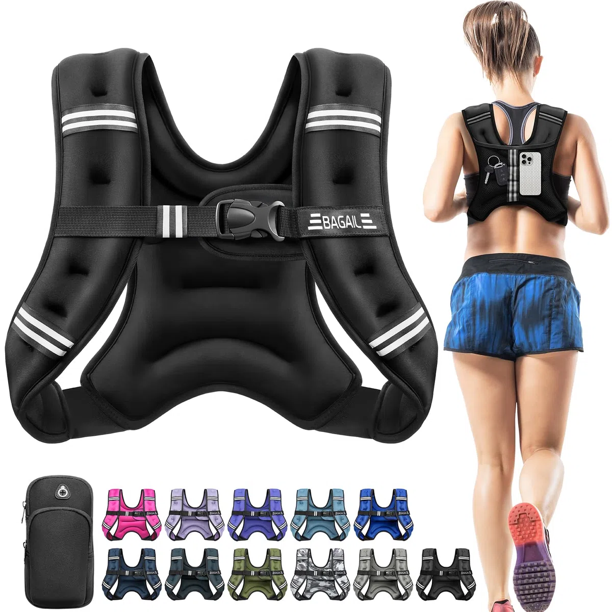 Bagail Gilet Appesantito Per l'Allenamento Della Forza, Misura Del Busto Regolabile, Comoda Tasca, Gilet Appesantito Con Sabbia di Ferro, Ideale per la palestra, lo yoga e l'aerobica