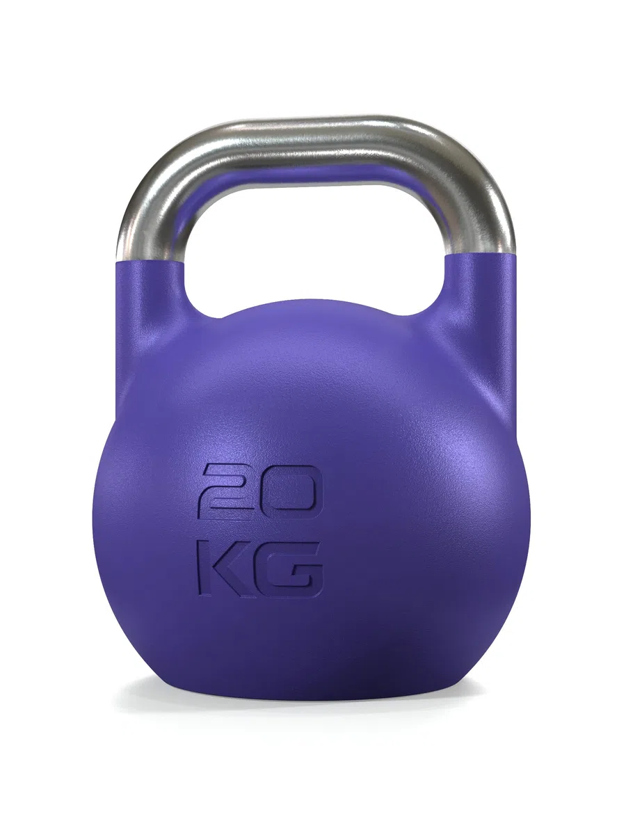 Atletica Set di kettlebell da competizione | Finisher | Kettlebell – 20 kg, 24 kg, 32 kg, in ghisa sferica, qualità da studio, logo discreto, codice colore competizione per una facile maneggevolezza