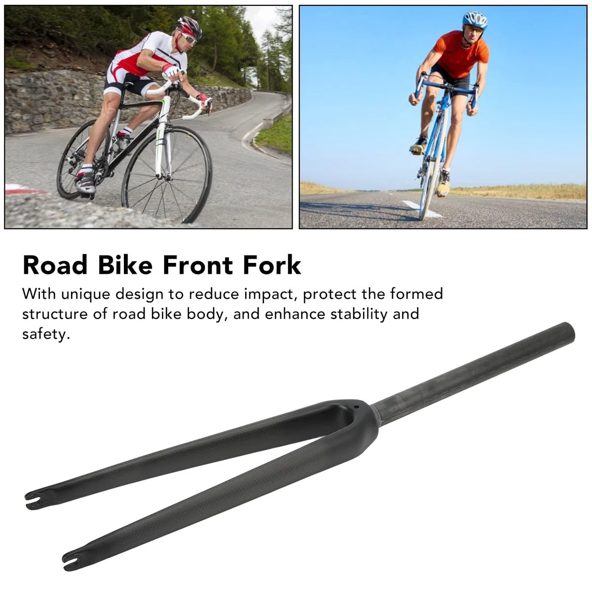 Forcella per Bici da Strada 700C, Forcella Rigida in Fibra di Carbonio, Strisce 3K Sgancio Rapido C Cerchione Freno Forcella Rigida Tubo Dritto, Forcelle Anteriori Superleggere Mountain Bike