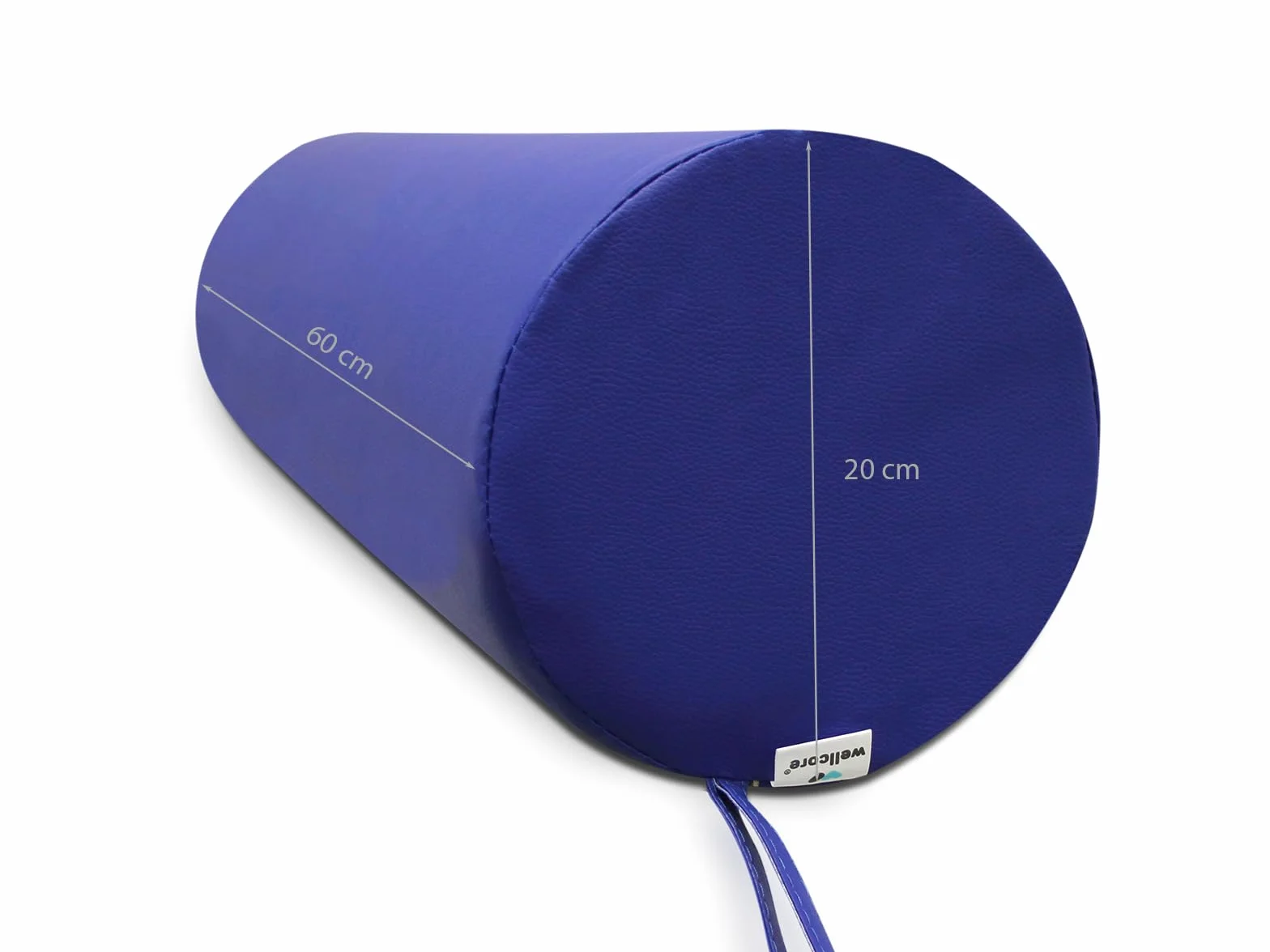 QUIRUMED WELLCORE - Cuscino cilindro da massaggio, 60 x 20 cm, in ecopelle, sfoderabile, imbottitura in schiuma, per yoga, fitness, barella da massaggio, ergonomico, argento