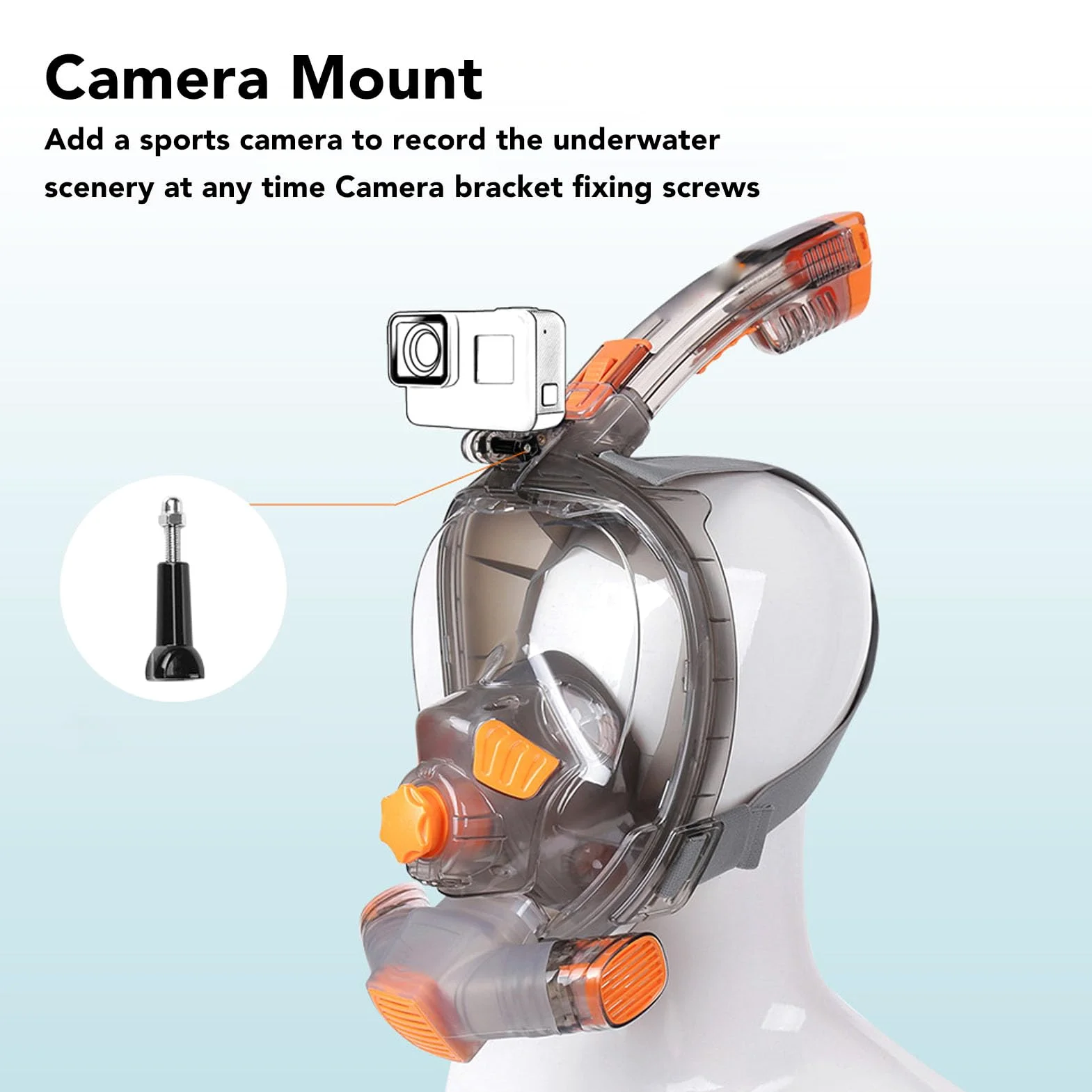 POENVFPO Maschera da Snorkeling Integrale, Vista Panoramica a 180 Gradi, | Maschera PC Antiappannamento, Tubo Pieghevole, Supporto Camera, Dry Top