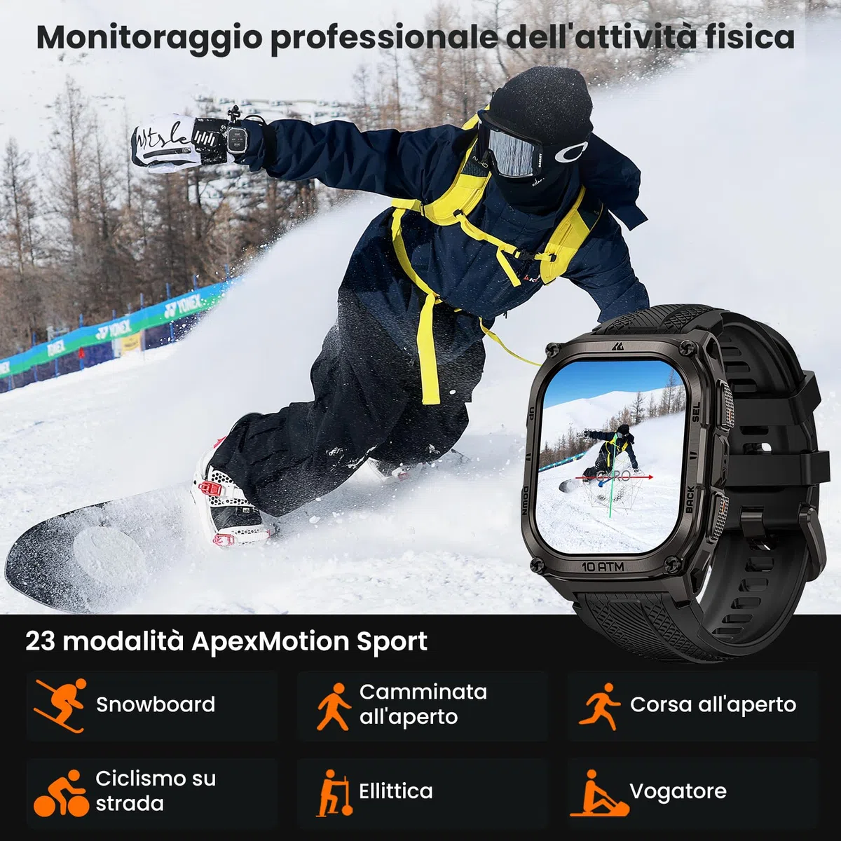 KOSPET TANK M4 Smartwatch Uomo Rugged Acciaio, GPS con Mappe Offline, Display AMOLED 1,96", Impermeabile 10ATM fino a 45m, 180+ Modalità Sportive, Chiamate Bluetooth, Monitor Fitness 24/7
