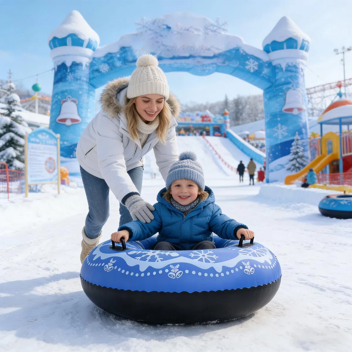 Tubi Da Neve Destinati Slittino In PVC Resistente Gonfiabile | Tubi da Neve Giocattoli Invernali Per Famiglia Donne Uomini Ragazzi Attività Allaperto