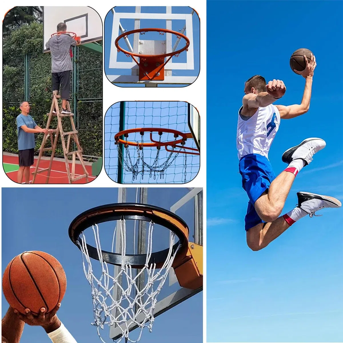 Rete da basket – rete sportiva resistente per tutte le stagioni, soluzione universale per il canestro | Utilizzabile a lunga durata nei sportivi, nelle scuole di club, nei parchi, nei parchi e