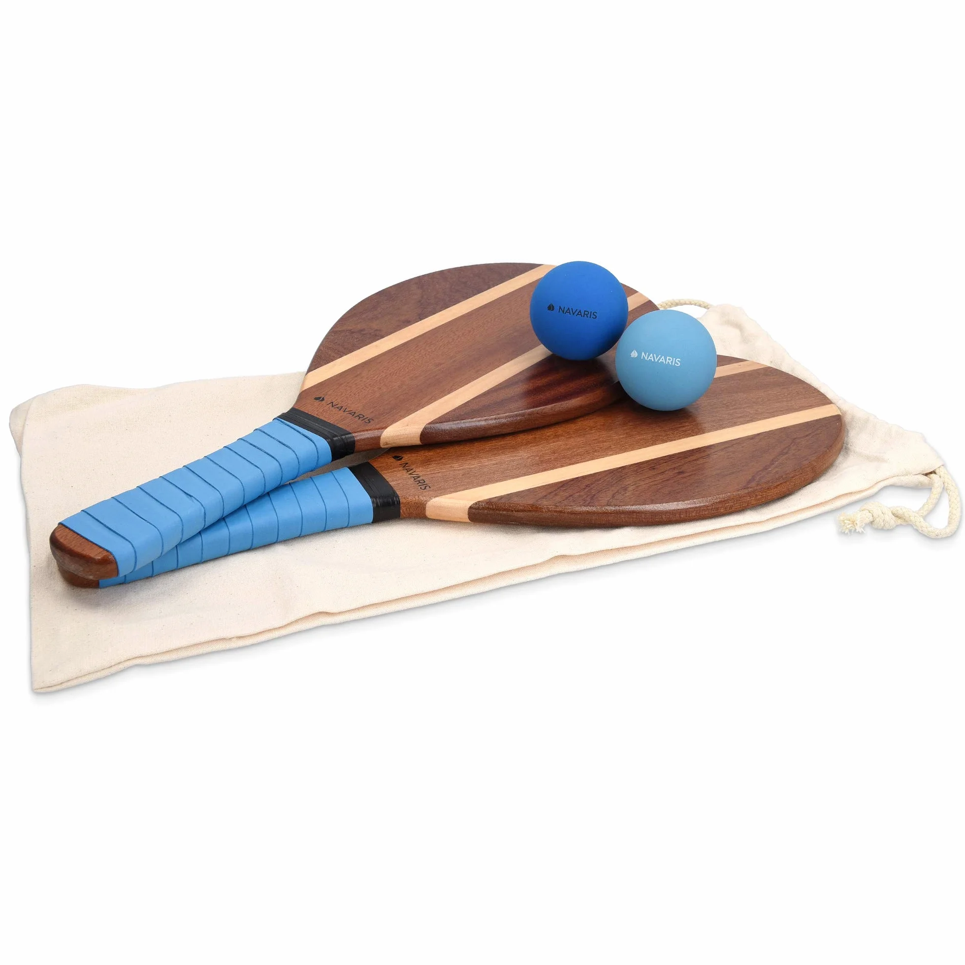 Navaris Set Racchettoni da Spiaggia Legno con Palline - Racchette Beach Tennis Coppia - Racchettoni Beach Tennis - Racchette da Spiaggia - Borsa Inclusa
