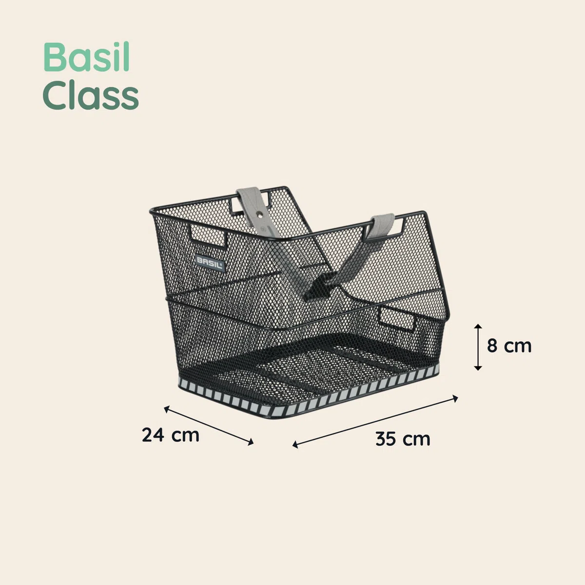 Basil - Cestino per bicicletta classe nera, 38 x 31 x 27 cm