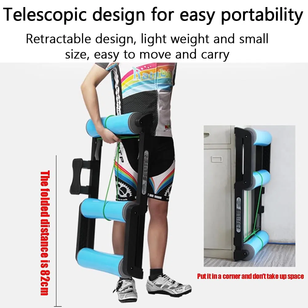 Rullo per Bici, Bicicletta da Interno Blu per Ciclismo, Rullo per Bici per Allenamento Professionale, rulli per Bici Pieghevoli, Attrezzi per Allenamento Fitness per MTB da 24"-29"