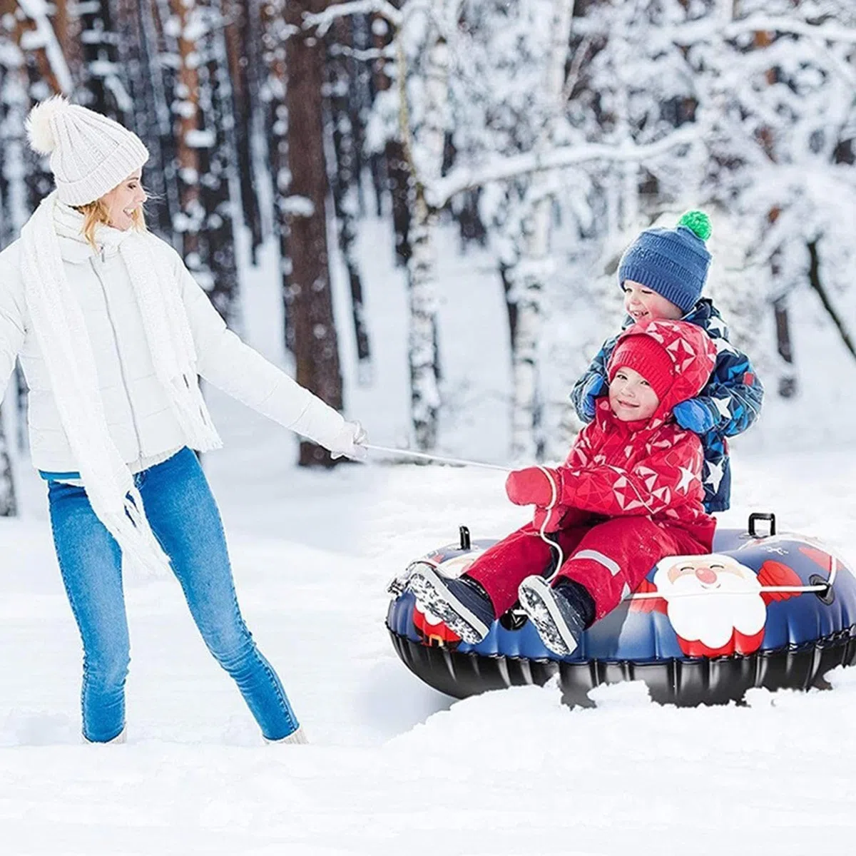 Tubi da neve per slittare Slitte Gonfiabili Da Snowboard Con Maniglie | Slittino Invernale per Famiglie All'Aperto Per Natale Snowboard Spiaggia Parchi Giardini Pattinaggio Sci all'aperto Avventur