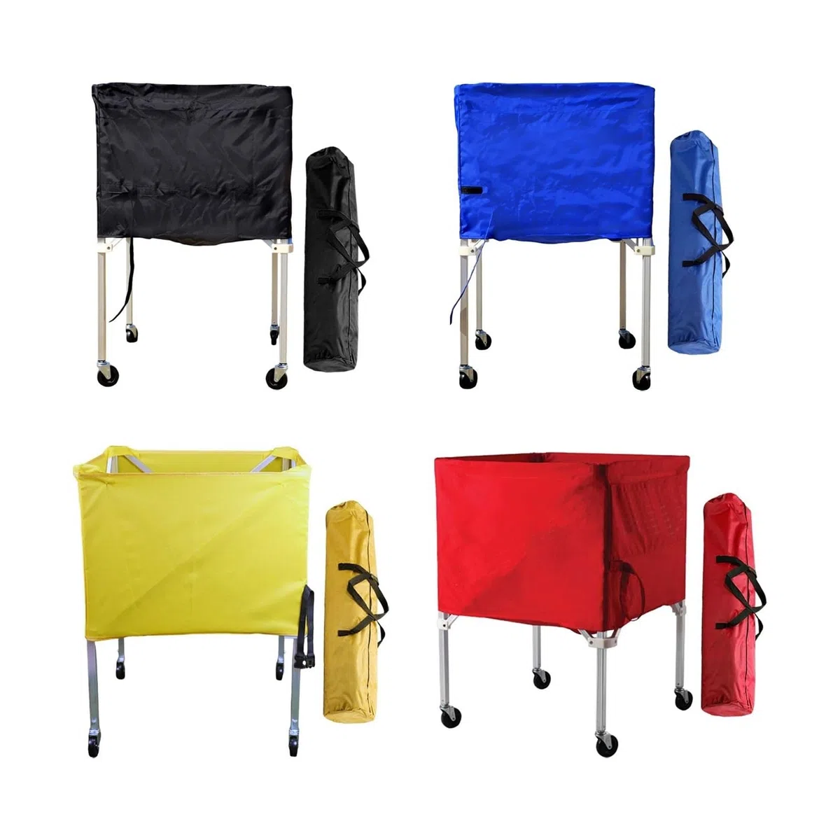 Carrello per palloni sportivi con borsa per il trasporto, attrezzatura da garage pieghevole per calcio e basket, attrezzatura sportiva blu perfetta per squadre e atleti