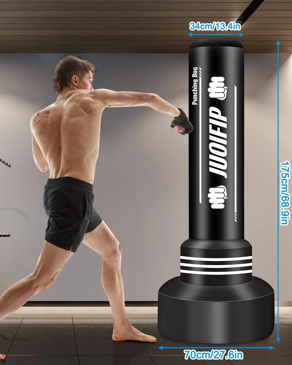 Sacco da boxe da 180 cm per adulti con guanti da boxe, sacco da boxe da terra autoportante sacco gonfiabile per allenamento MMA Muay Thai Fitness