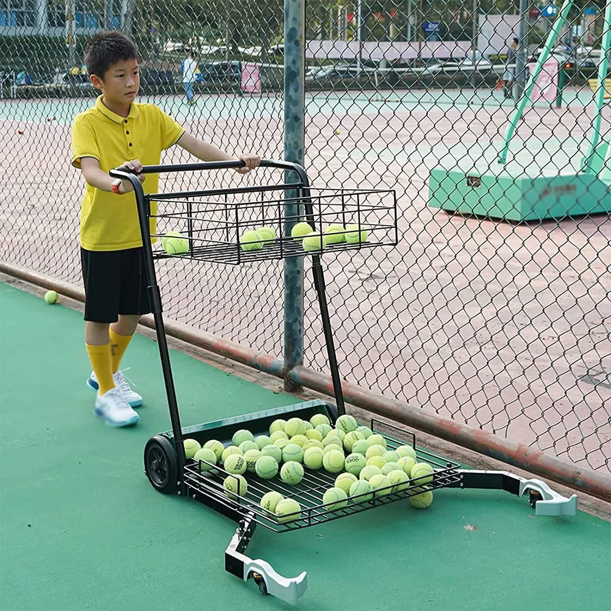Cart - Raccoglitore automatico di palline da tennis, raccoglie 90 palline alla volta, può contenere fino a 290 palline da tennis, per vari campi e palestre