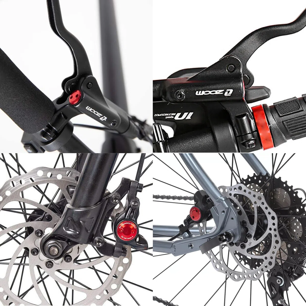 JFOYH Zoom Kit Freni Idraulici per eBike – Sensore Cut-off 2/3 Pin Impermeabile, Leve e Pinze Pre-Riempite, Rotori da 160 mm, Installazione Facile per Bici Elettriche