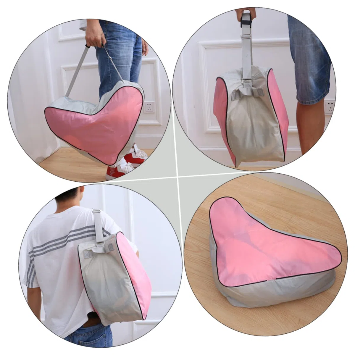 Borsa Portaoggetti Triangolare per Roller Skates e Ice Skates 2 Pezzi | Tessuto Oxford Rosa, Design Portatile Riutilizzabile, Facile da Pulire