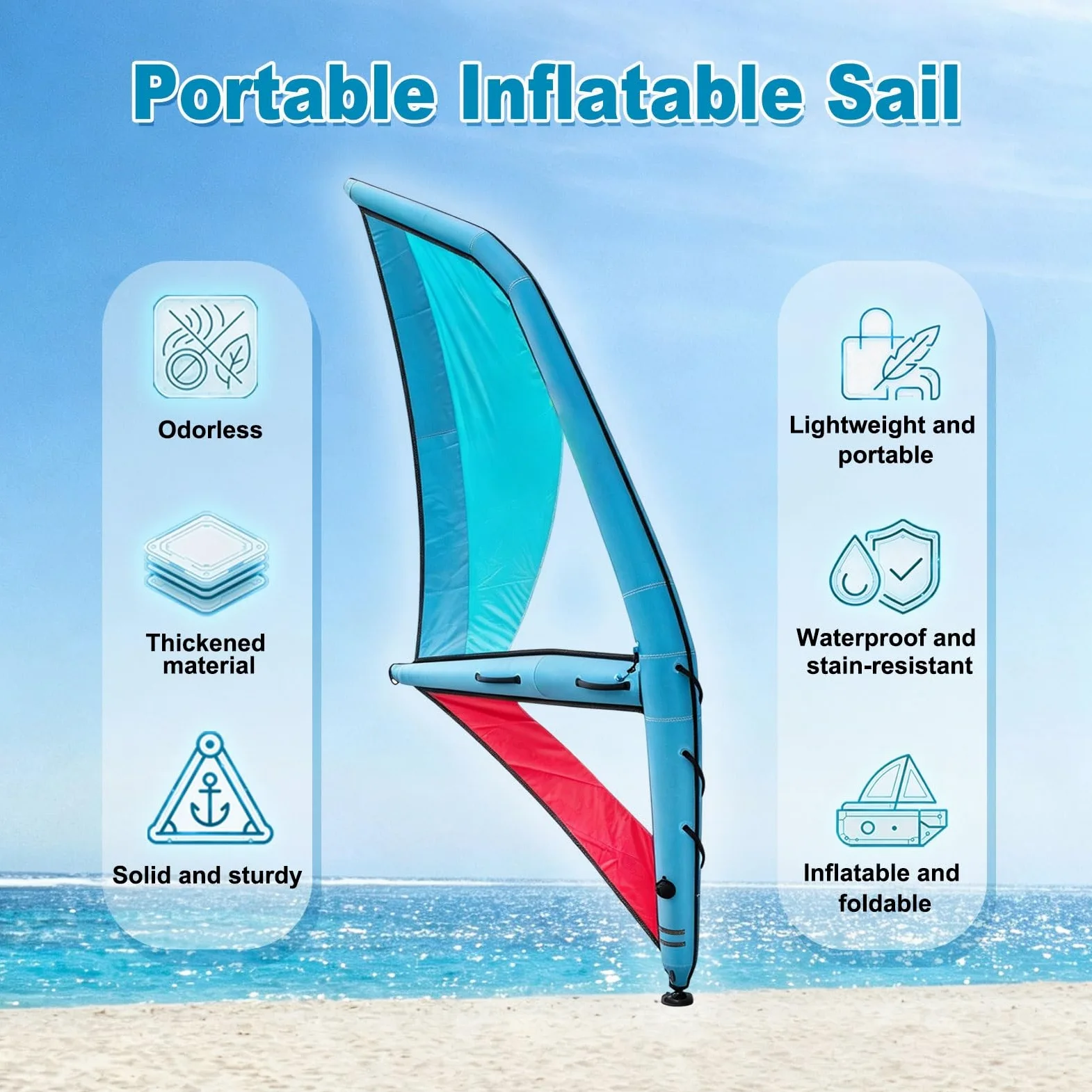 Vela SUP Gonfiabile Portatile con Pompa per Paddle Board | Vela Gonfiabile Con Tessuto Rinforzato, Finestra PVC, Borsa Trasporto E Accessori Per Lago, Mare E Sport Acquatici