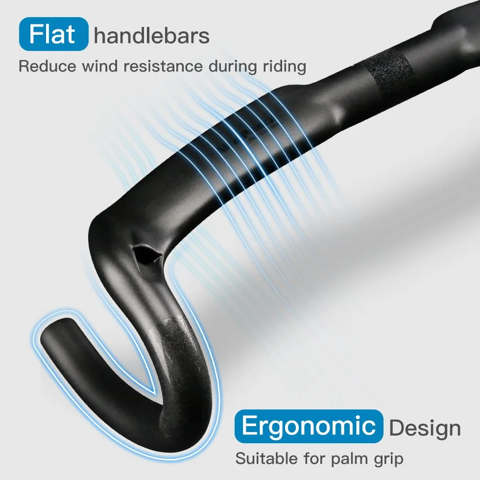 Alfa Pasca 31.8 Manubrio da Corsa Carbonio instradamento Interno manubrio 420mm nero carbonio ciclismo UD opaca