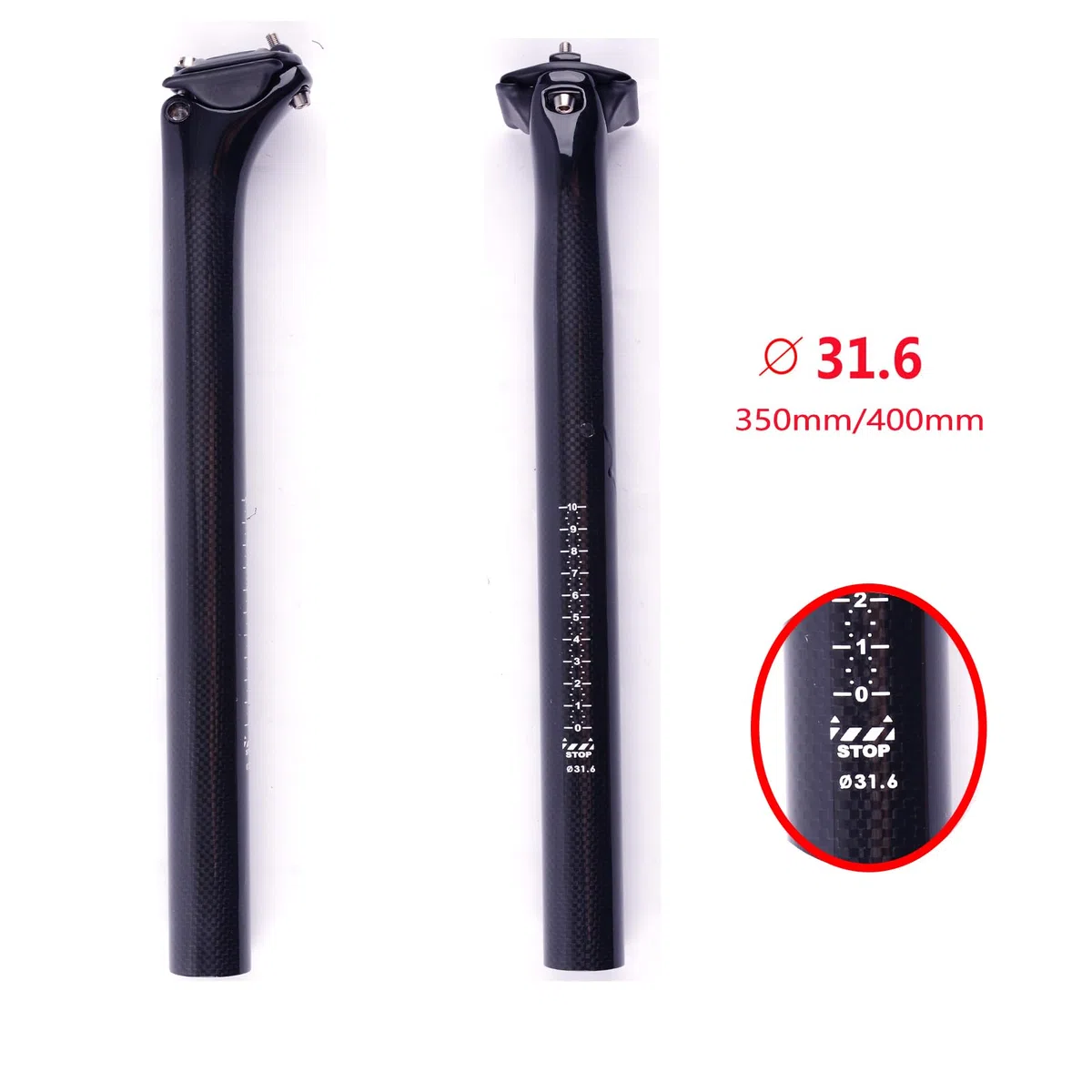 3k Fibra di Carbonio Lucida 27.2/31.6mm*350/400mm Reggisella per Bici da Ciclismo Mountain / Road Bike BMX