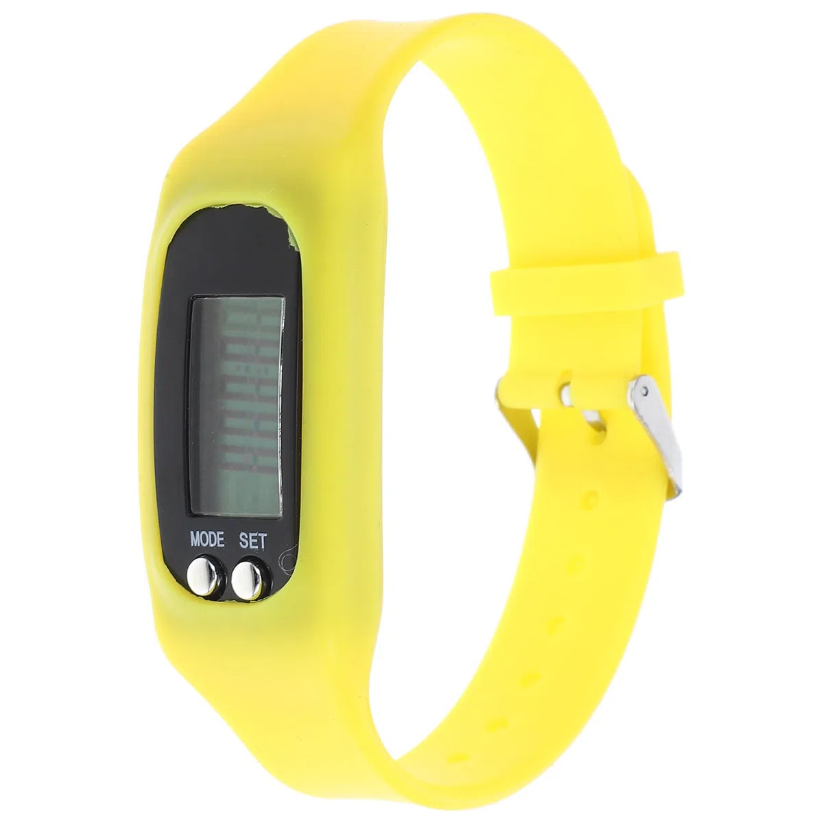 Bracciale Contapassi Digitale in Silicone Giallo per Camminare | Schermo Chiaro e Facile da Leggere, senza App, Uso Semplice, Batteria Ag10 Inclusa