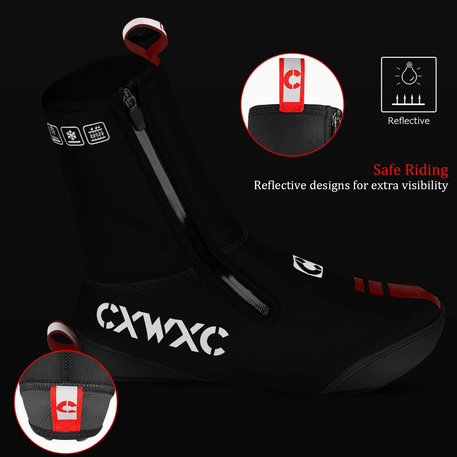 CXWXC Copriscarpe da Ciclismo in Neoprene, Impermeabili, Invernali, Termici, Caldi, per Uomo e Donna, Stivaletti da Mountain Bike