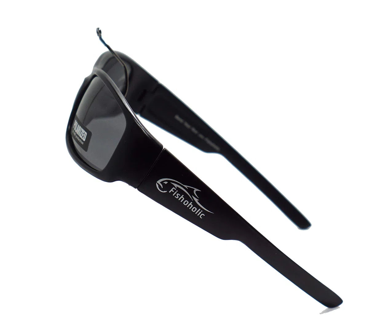 Fishoholic occhiali da sole polarizzati da pesca (montatura nera opaca con lente nera opaca) con custodia rigida e custodia 100% protezione UV, miglior regalo per pescatori, papà, ecc.