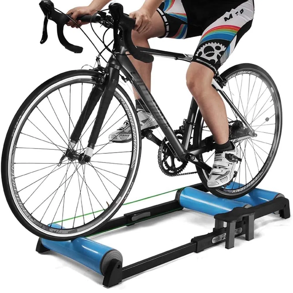 Rullo per Bici, Bicicletta da Interno Blu per Ciclismo, Rullo per Bici per Allenamento Professionale, rulli per Bici Pieghevoli, Attrezzi per Allenamento Fitness per MTB da 24"-29"
