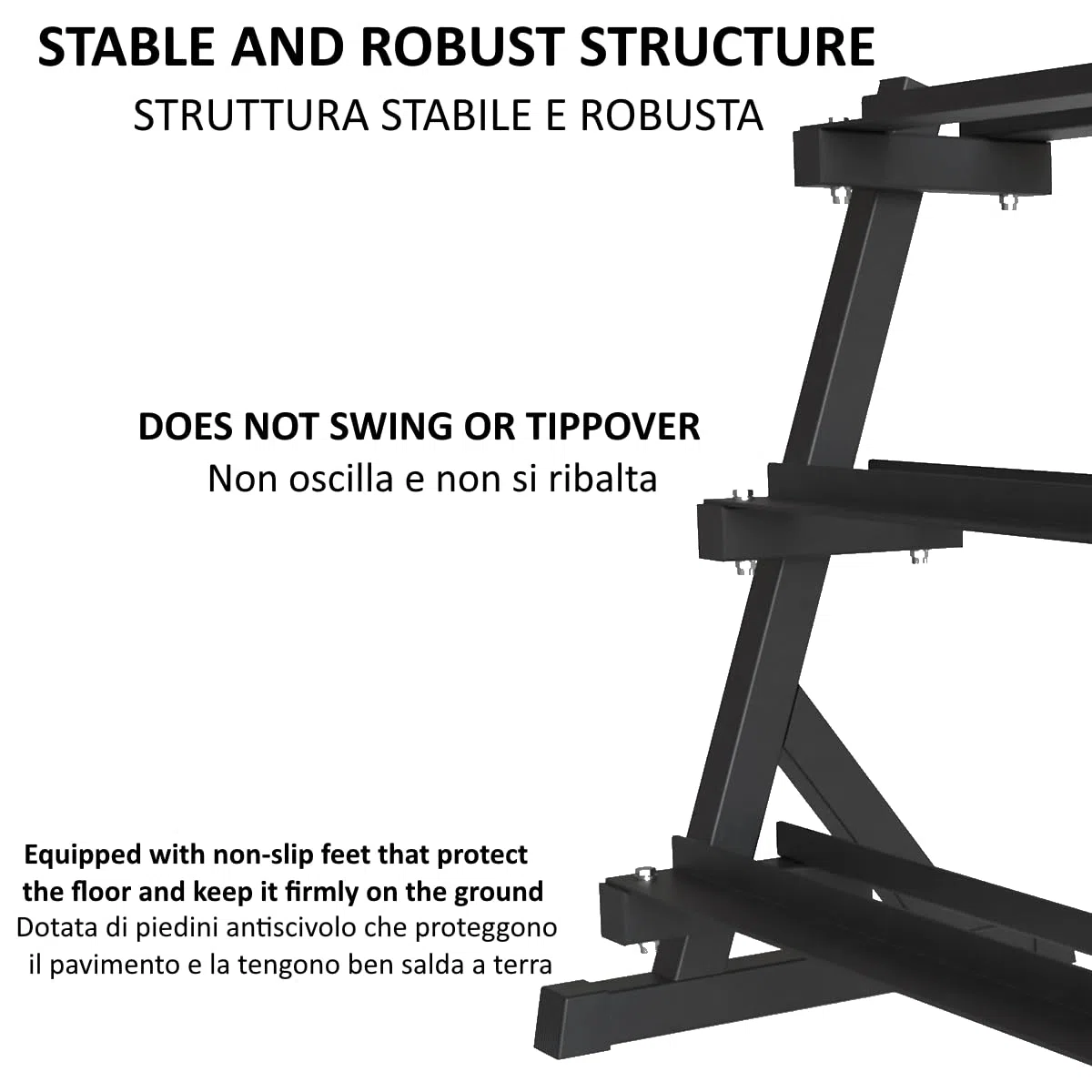 FFitness Rastrelliera per Manubri 3 Livelli Supporto Porta Pesi Bilanciere Kettlebell Rack Carico Max 500 Kg Espositore in Acciaio Multifunzione