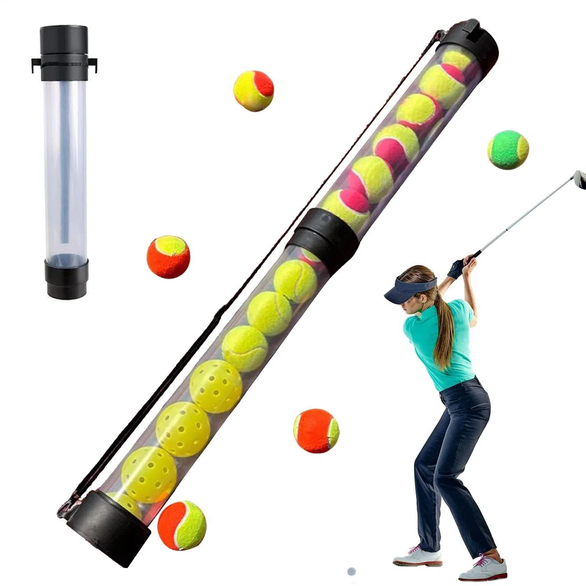 Tubo per Palline da Tennis Tubo Portapalle da Tennis | Racchettino Portatile con per Spalla per Campus Squadre Allenatori Operatori Sportivi