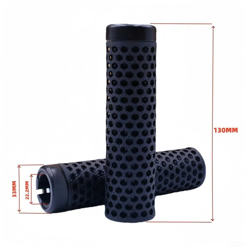 Manopole per manubrio di mountain bike, stampate in 3D, ergonomiche, assorbenti, traspiranti, design a rete, per manubri da 22,2 mm, con anelli di bloccaggio in lega di alluminio, colore