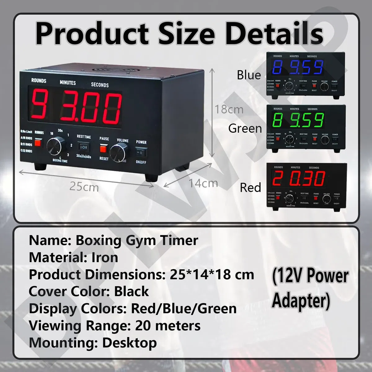 Timer a intervalli di boxe con display a LED e cicalino regolabile per allenamento e ginnastica, ideale per professionisti del fitness e atleti