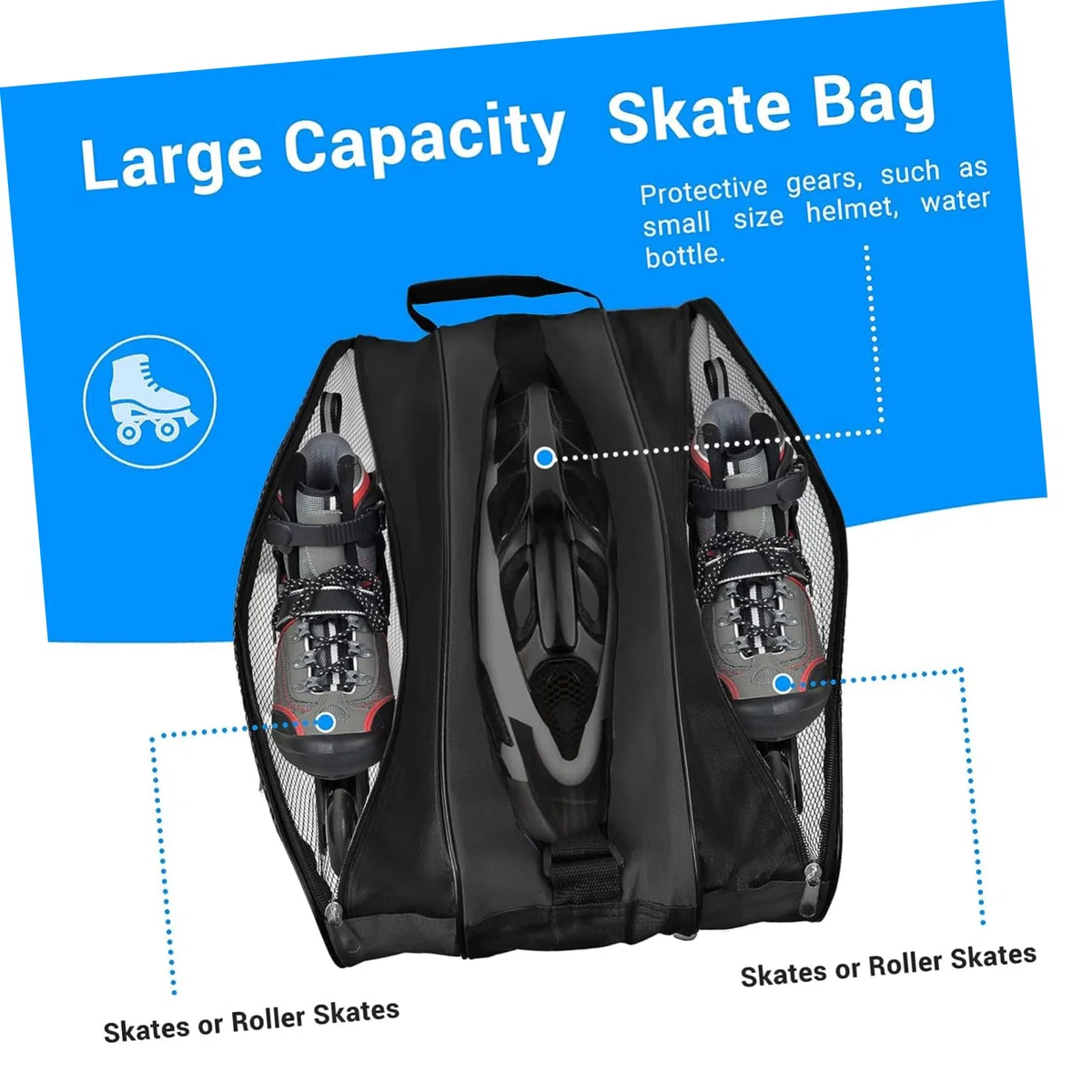 BESPORTBLE Borsa da Pattinaggio Zip Oxford Nero, 2 Unitá, Design Semplice e Funzionale per Conservare Scarpe da Skate Inline o Ghiaccio, per Uso Esterno